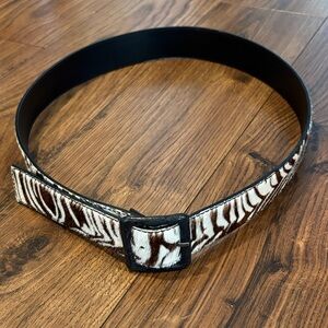 Brown & White Zebra Haircalf Leather Belt
